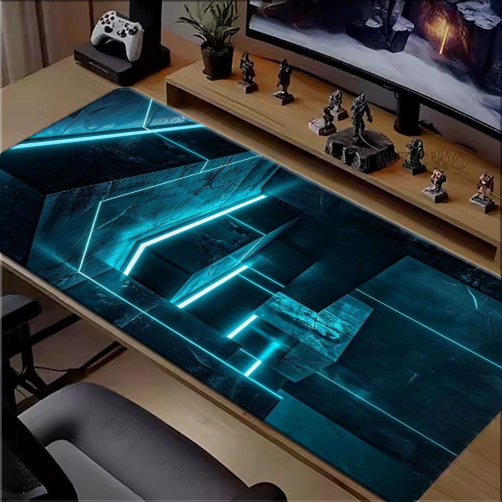 The Office Tech - Cyan Neon Tech Geometric Large Extended
