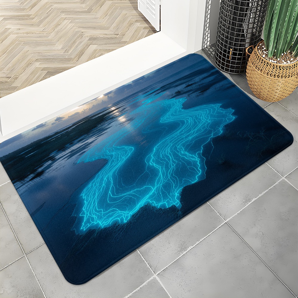 Abstract Topo Doormat Neon Blu - Office Tech Background review and price