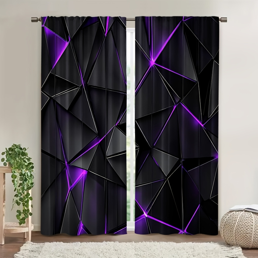 2PCS Digital Printed  Curtains - Office Tech Background review and price